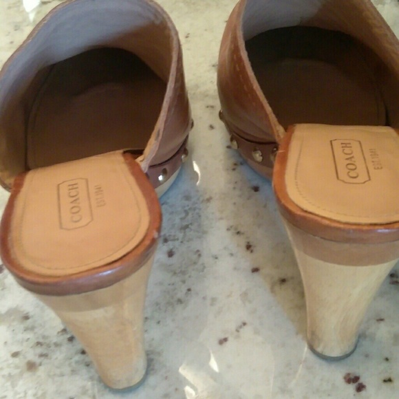 Authentic Coach Leather/ Gold Stud Clogs - Picture 3 of 5